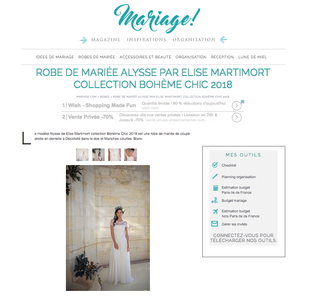 Nos créations référencées chez Mariage.com