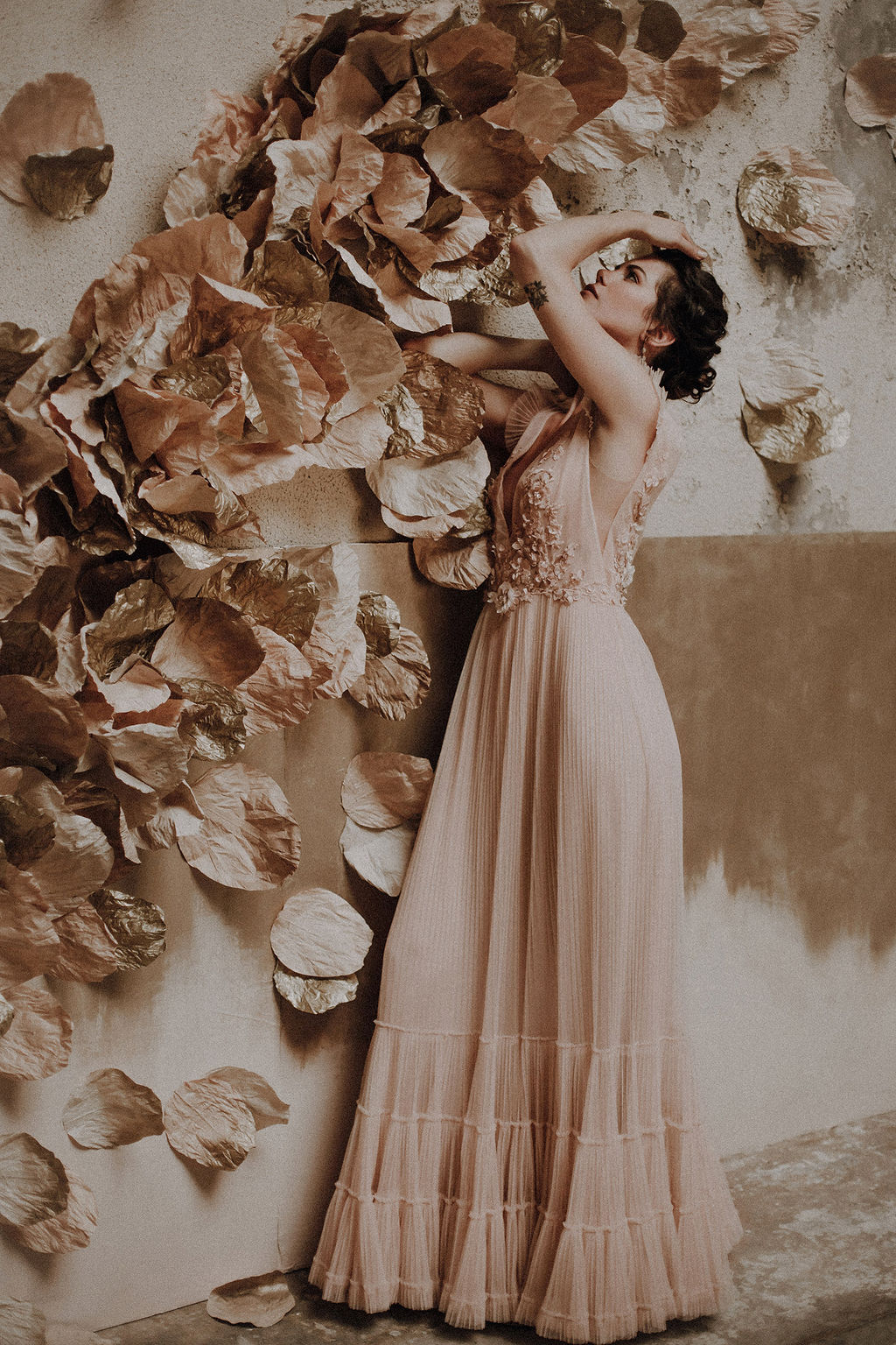 robe de mariee sur mesure 2020 robe en perle robe de mariee rose broderie main luxe robe plissee couture tulle souple