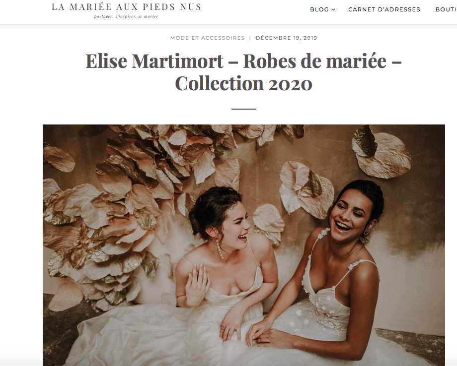 La collection Muse mise en valeur dans le blog « La mariée aux pieds nus »