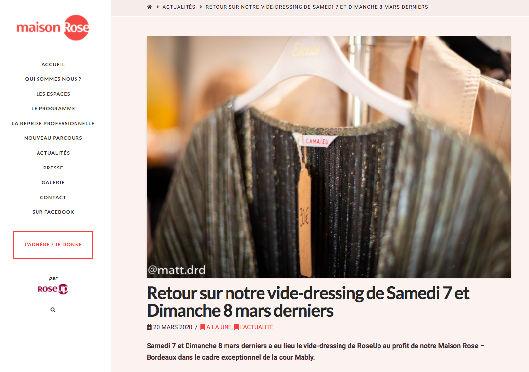 Vide dressing Maison Rose-Don d’une robe Elise Martimort vide dressing maison rose don robe de mariee elise Martimort