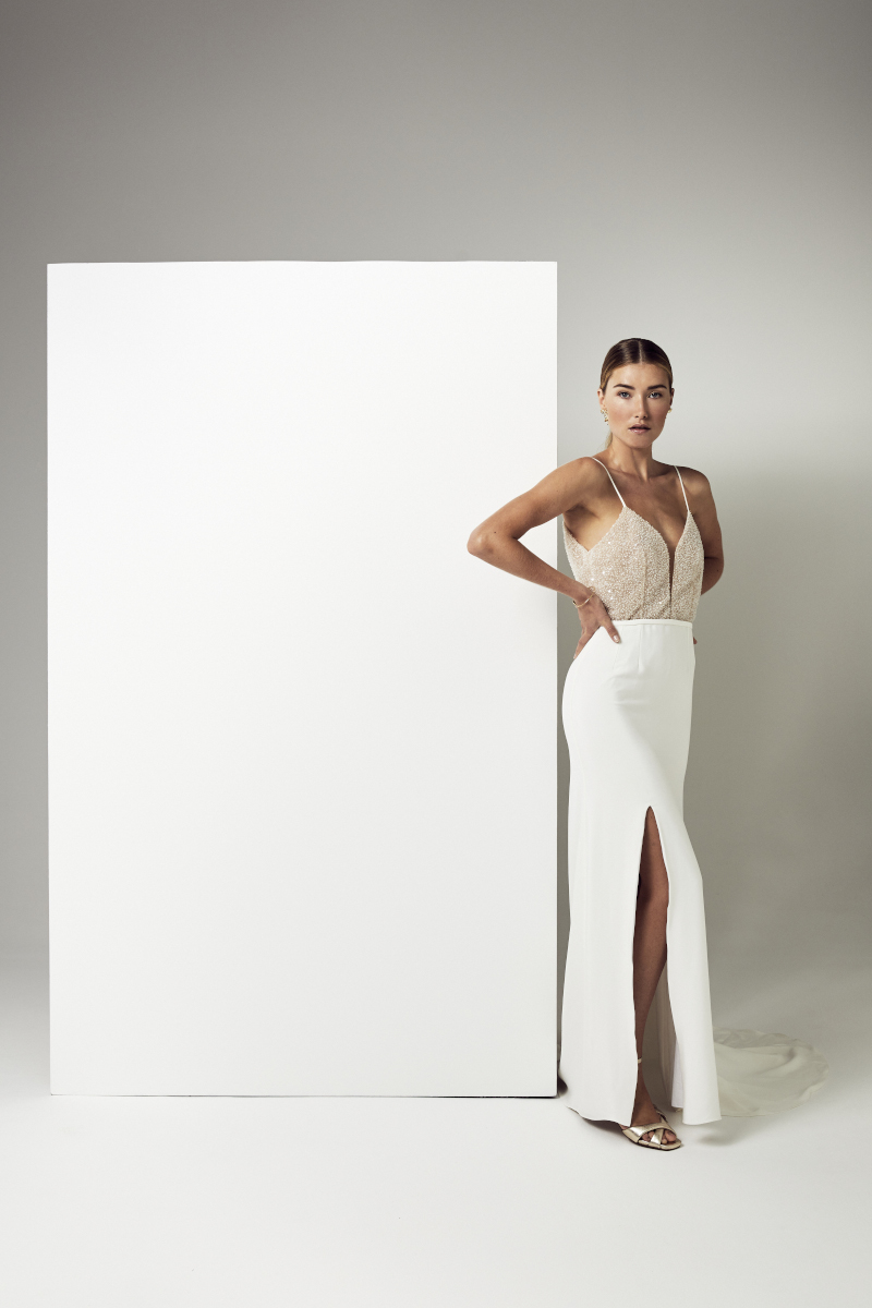 robe de mariée haut pailleté en sequins