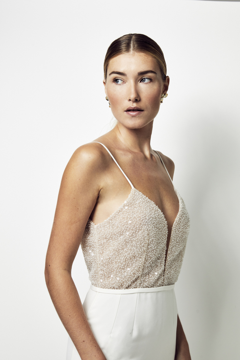 robe de mariée haut pailleté en sequins