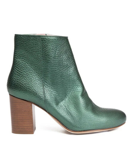 Bottines femme cuir - Nathaly - Vert métallisé - Coralie Masson