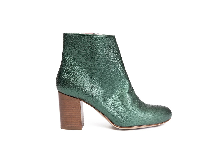 Bottines femme cuir - Nathaly - Vert métallisé - Coralie Masson