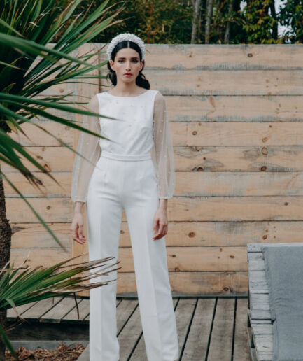Combi mariage civil - ELISE MARTIMORT- Combinaison perles KOH I NOOR