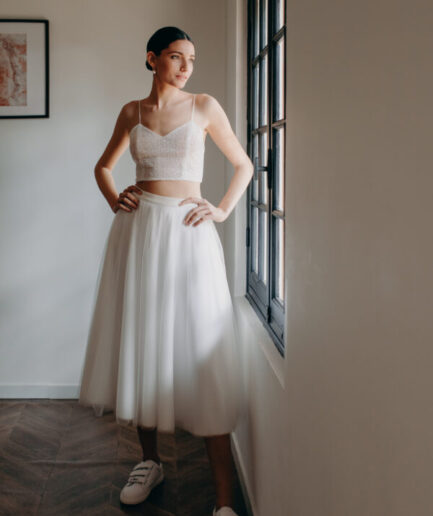 Robe mariage civil - ELISE MARTIMORT- Jupe de mariage CULLINAN + Haut pour mariage SHAH 06