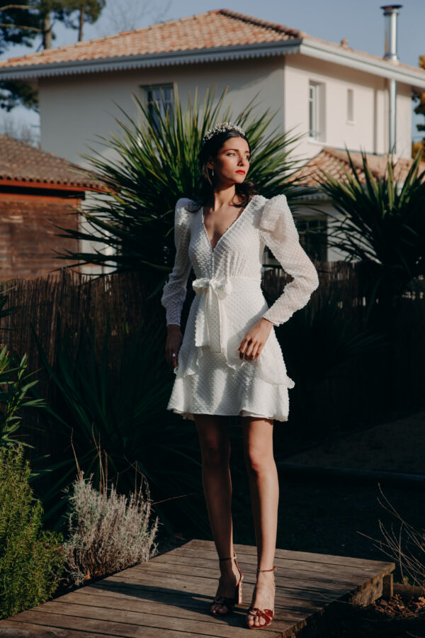 Robe mariage civil - ELISE MARTIMORT- Robe plumetis blanche HOPE 05