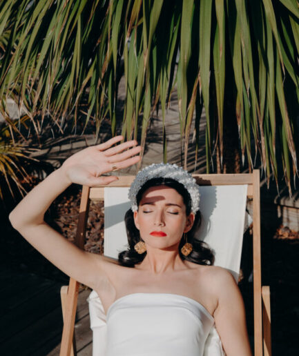 Tenue mariage civil - ELISE MARTIMORT- Haut pour mariage blanc VARGAS + Pantalon mariage femme droit BLUE MOON 08