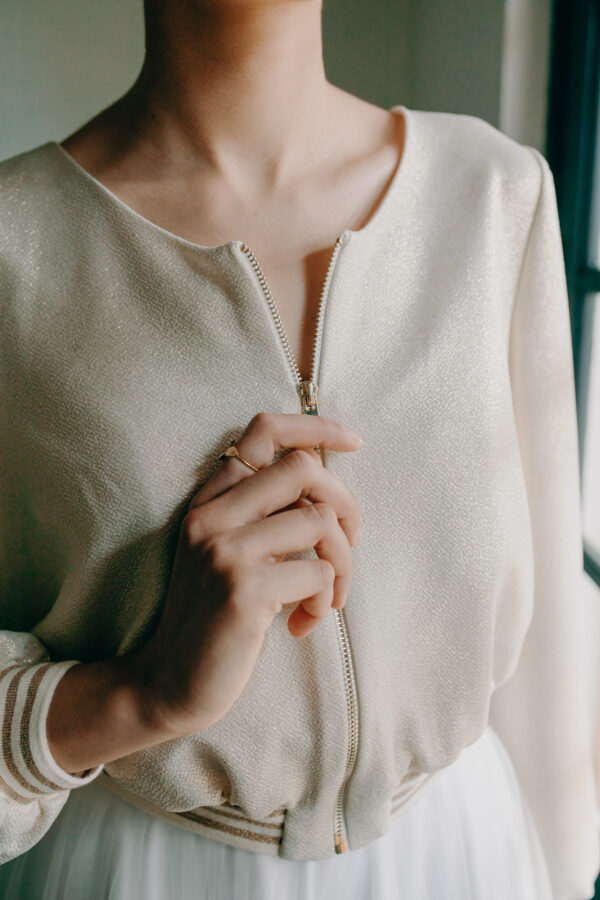 Robe mariage civil - ELISE MARTIMORT- Jupe de mariage CULLINAN + Bombers femme REGENT 03