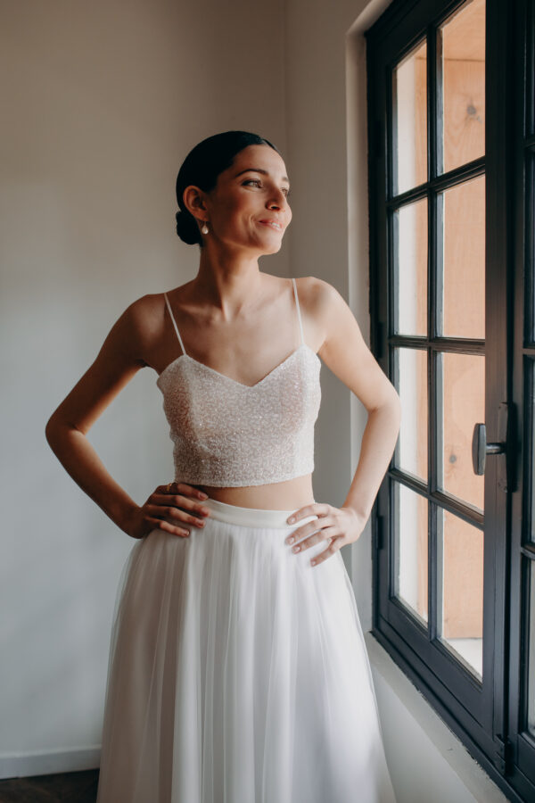 Robe mariage civil - ELISE MARTIMORT- Jupe de mariage CULLINAN + Haut pour mariage SHAH 04