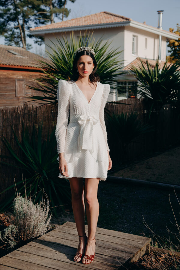 Robe mariage civil - ELISE MARTIMORT- Robe plumetis blanche HOPE 01