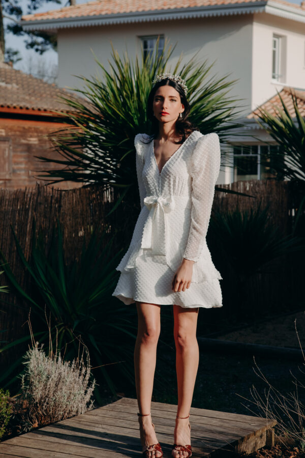 Robe mariage civil - ELISE MARTIMORT- Robe plumetis blanche HOPE 04