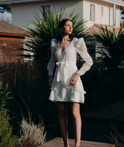 Robe mariage civil - ELISE MARTIMORT- Robe plumetis blanche HOPE 05