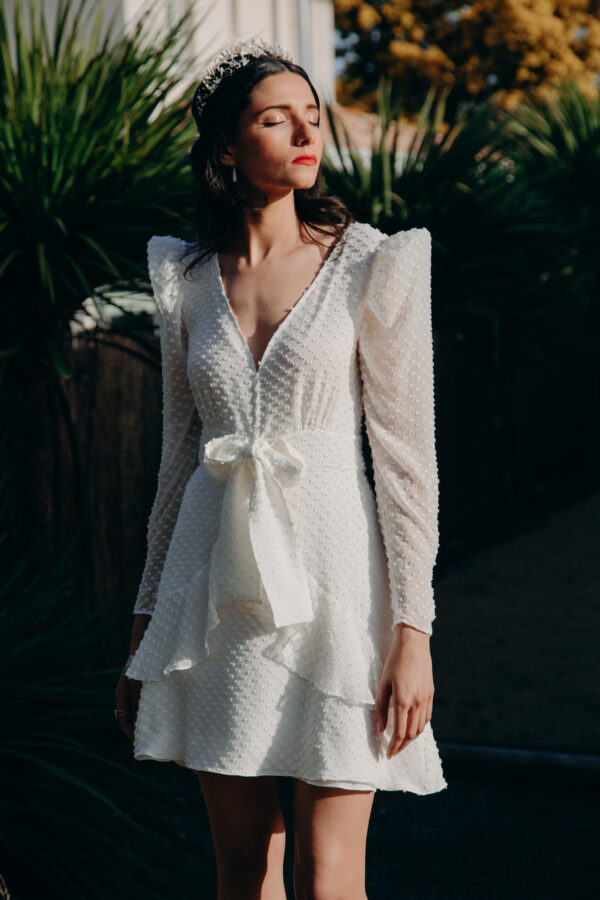 Robe mariage civil - ELISE MARTIMORT- Robe plumetis blanche HOPE 07