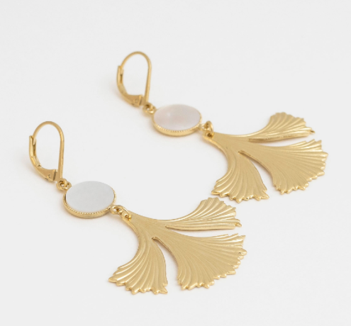 Boucles d'oreille Ginko nacre - Bijoux Viadoli