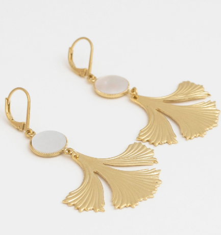 Boucles d'oreille Ginko nacre - Bijoux Viadoli