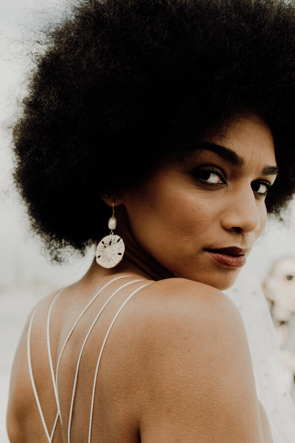 boucle d'oreille dorée - Coline - Bijoux mariage Viadoli